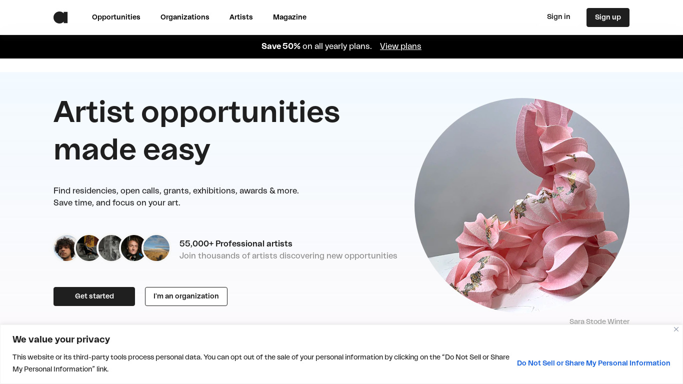 ArtConnect Landing page
