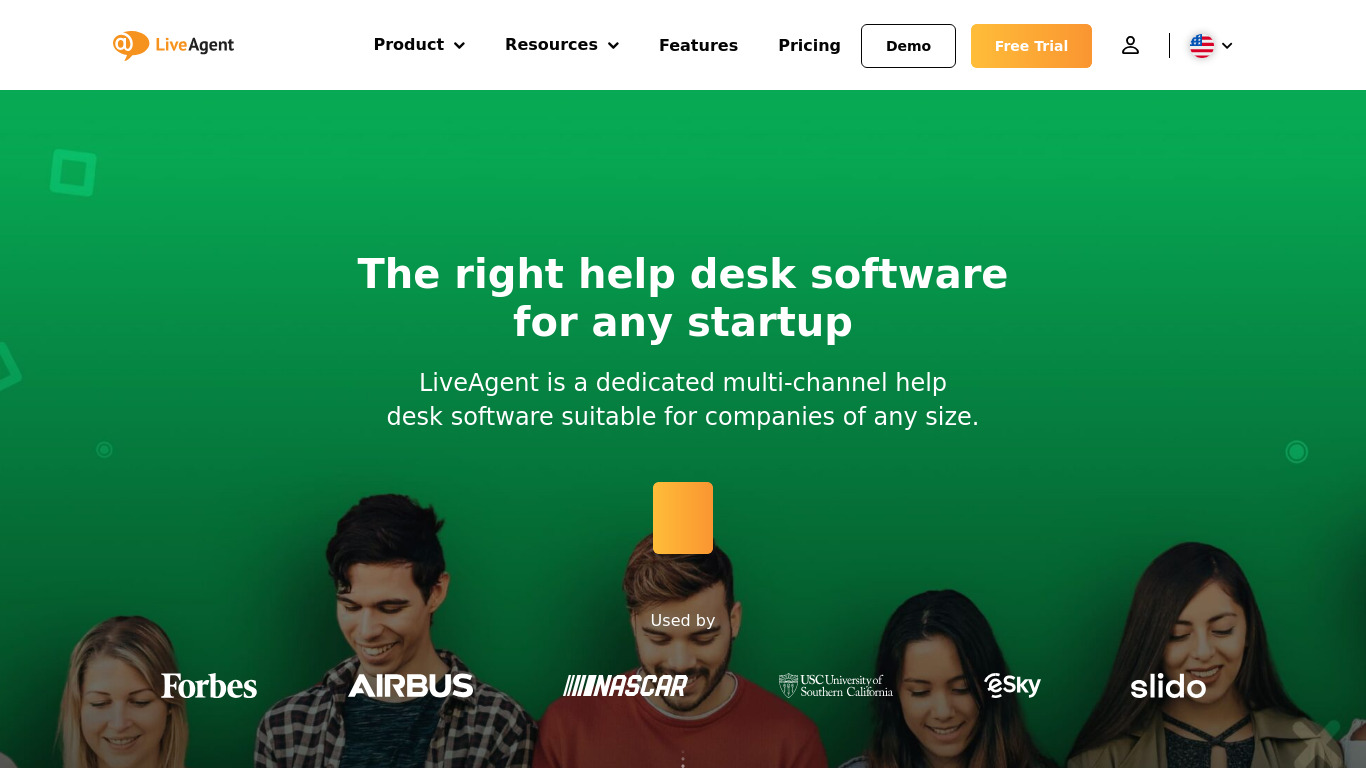 LiveAgent for Startups Landing page