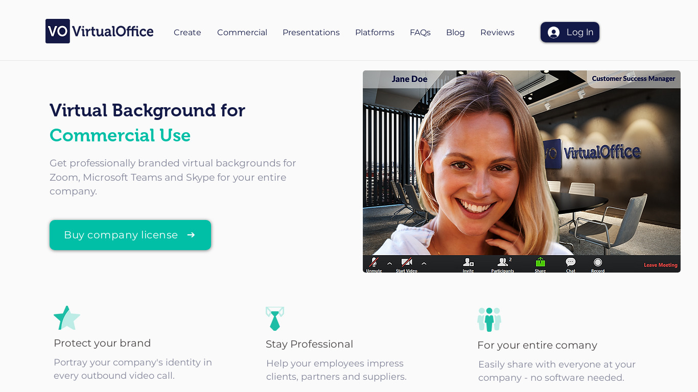 Zoom Virtual Office Backgrounds Landing page