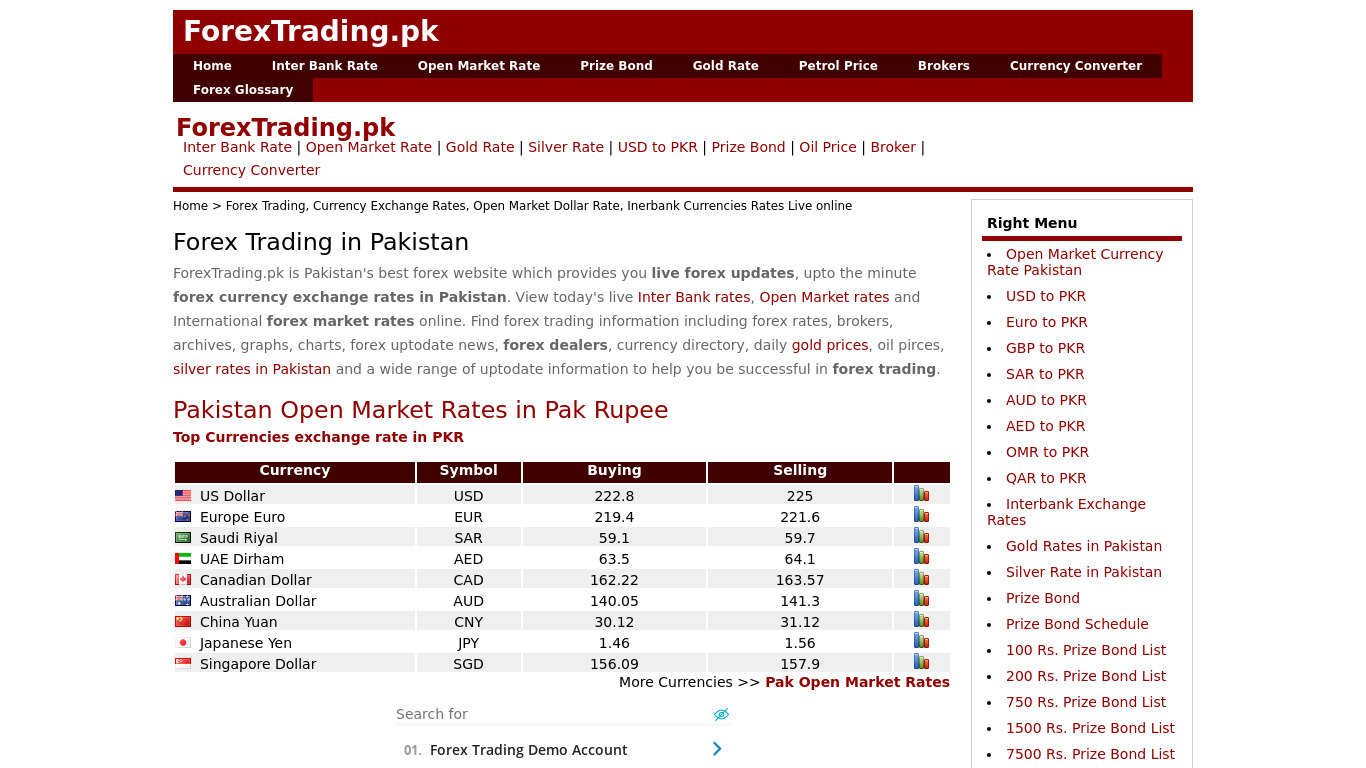ForexTrading.pk Landing page