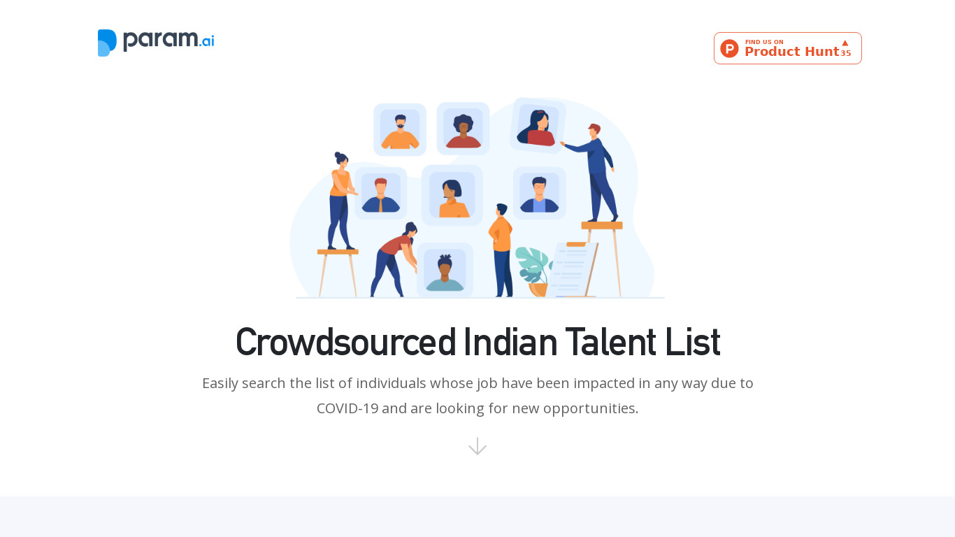Crowdsourced Indian Talent List Landing page