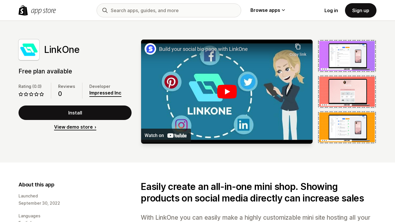 LinkOne Landing page