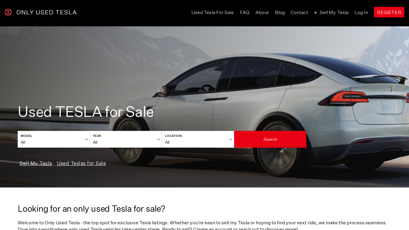 OUT - Only Used Tesla Landing page