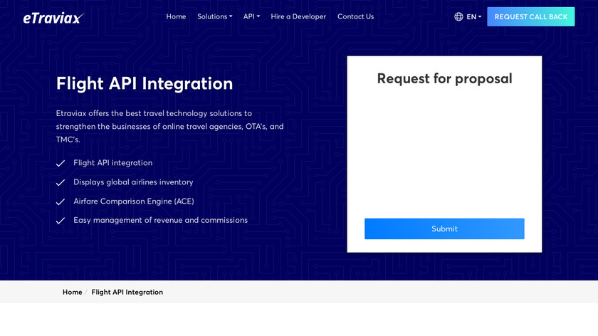 Etraviax Flight API Integration Landing Page