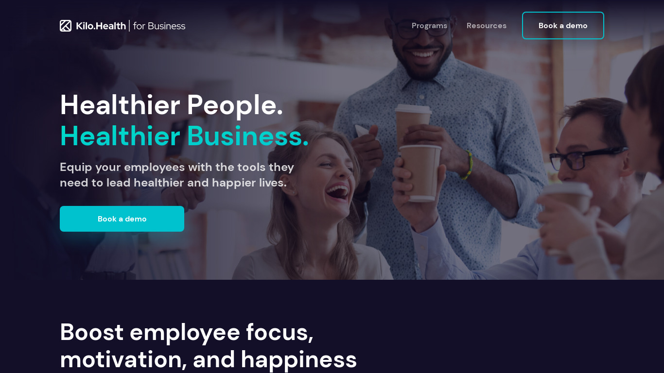 Kilo Health for Business Landing page