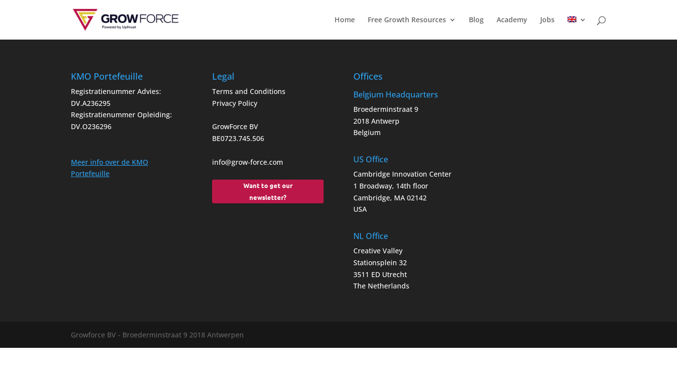 GrowForce Landing page