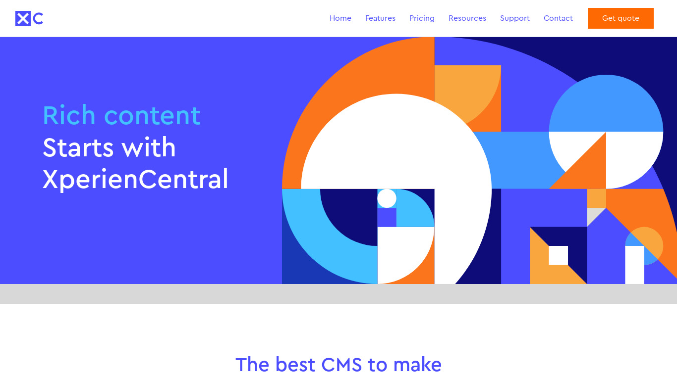 XperienCentral Landing page