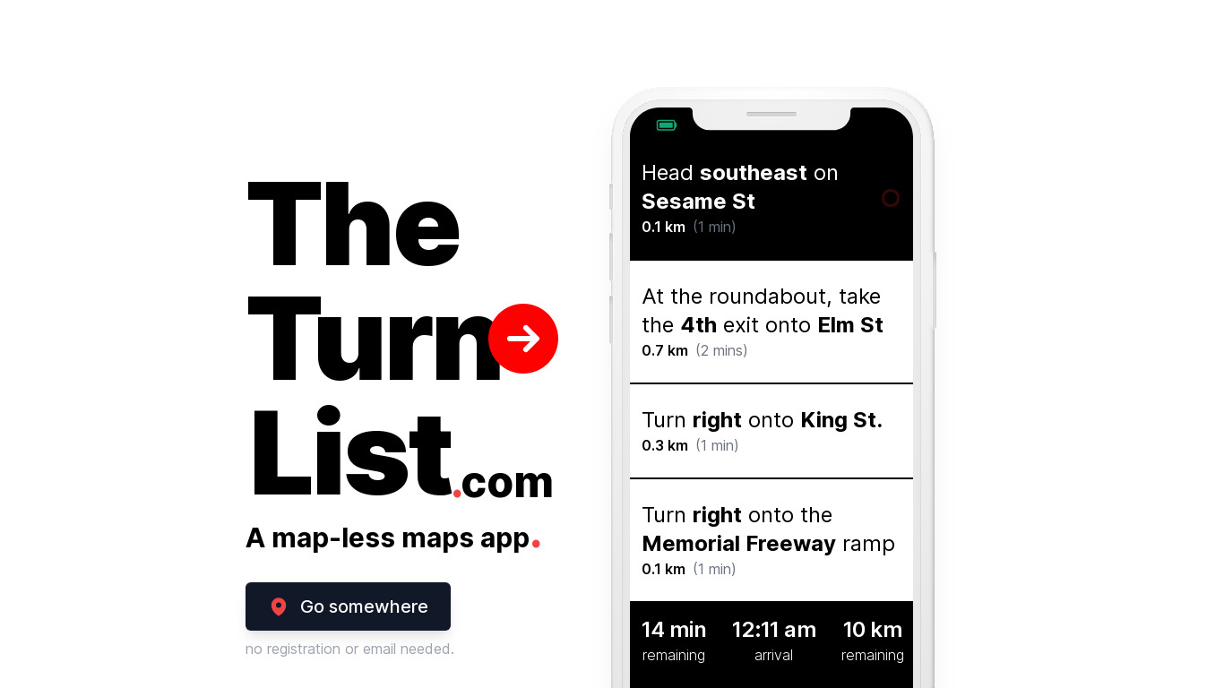 The Turn List Landing page