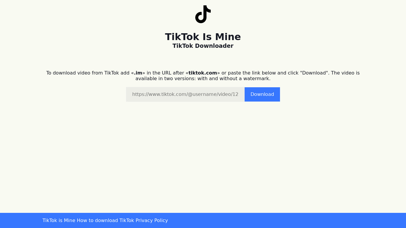 TikTok.com.im Landing page