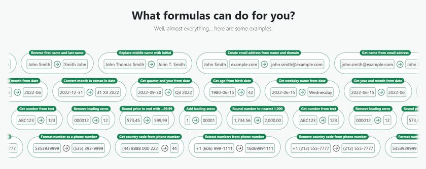 Useful Formulas Landing Page
