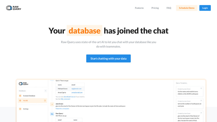 Raw Query Landing Page