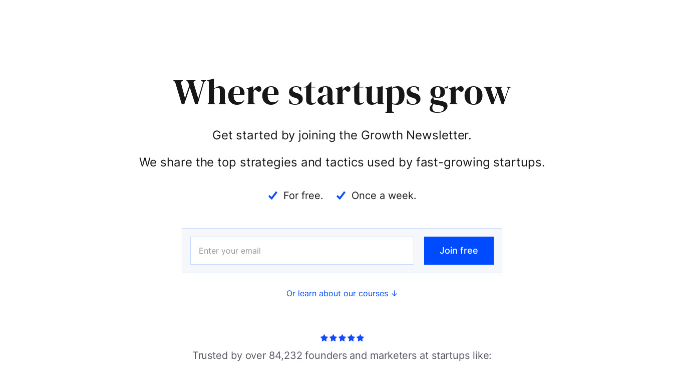 Live growth masterclasses Landing page