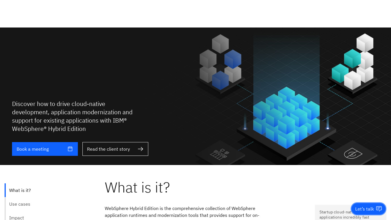 IBM WebSphere Hybrid Edition Landing page