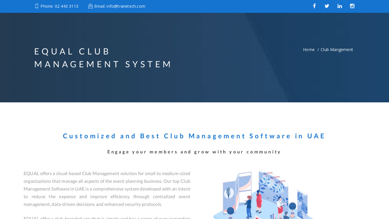 Equal.ae Club Management Landing page