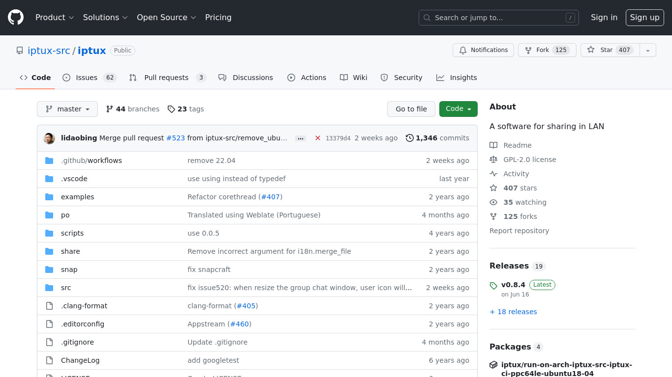 iptux Landing page