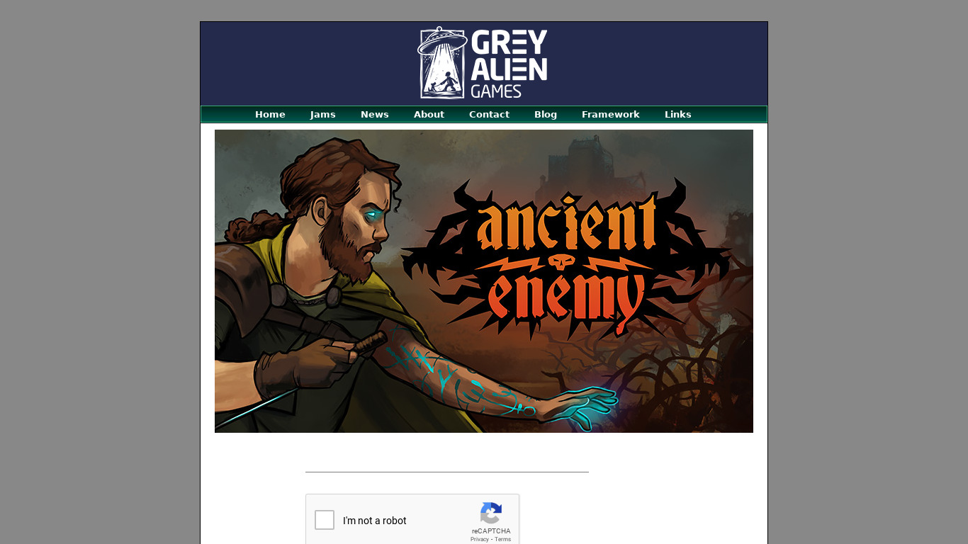 Ancient Enemy Landing page