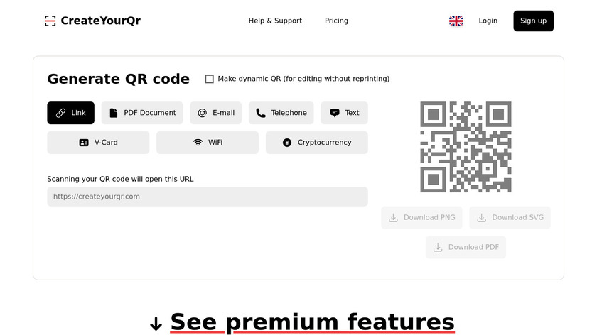 CreateYourQr Landing Page