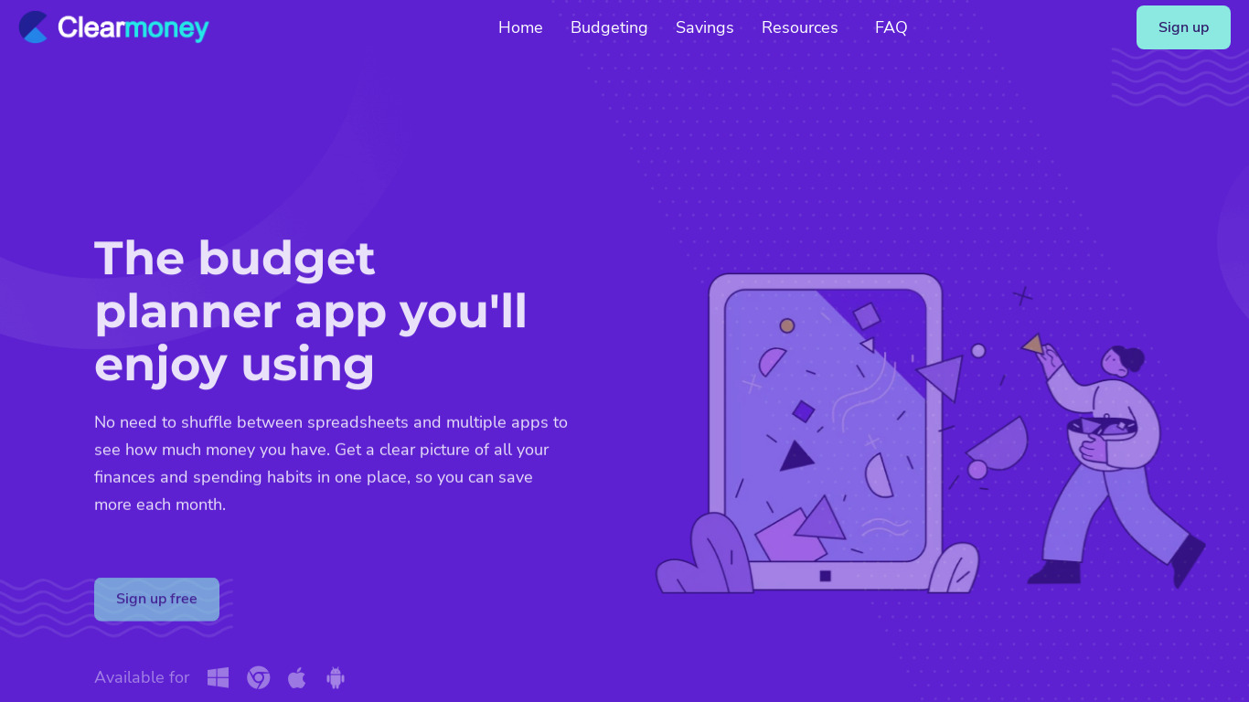 ClearMoney Landing page
