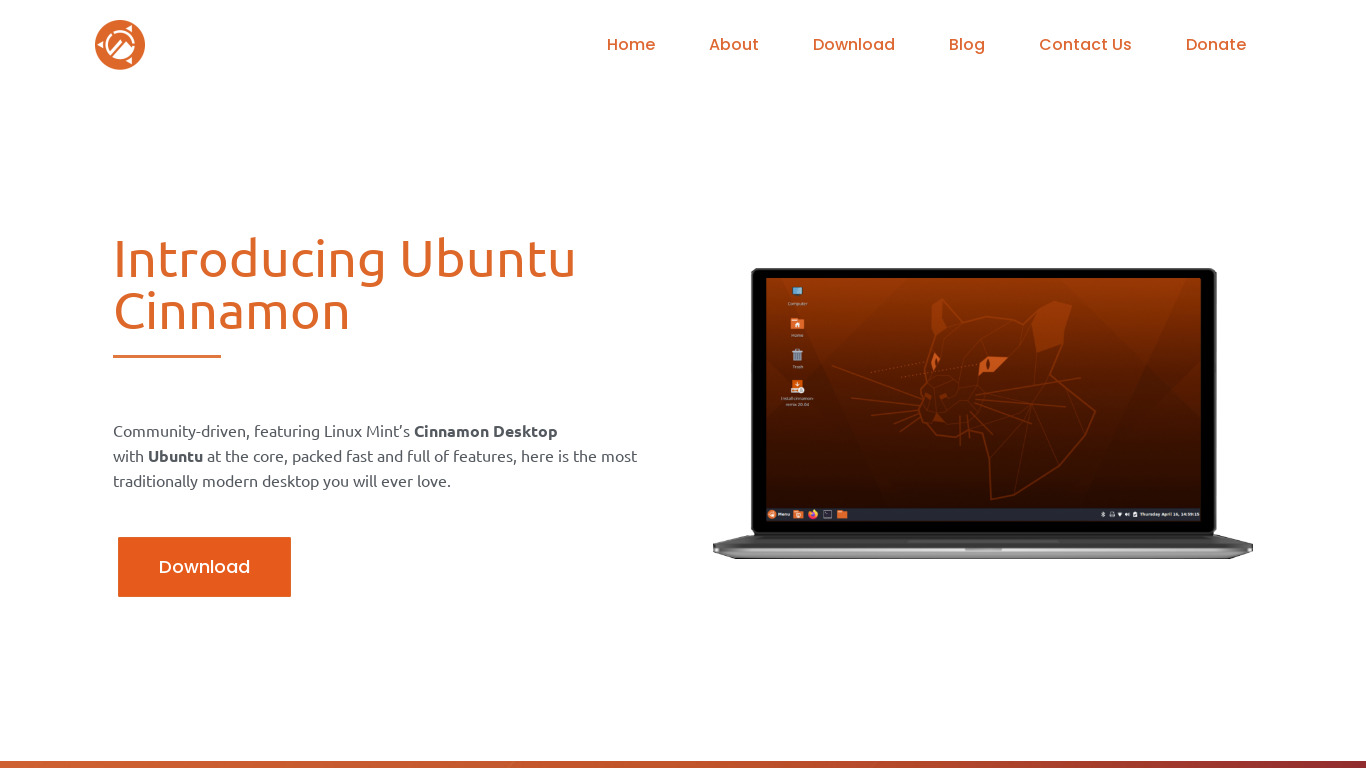 Ubuntu Cinnamon Remix Landing page