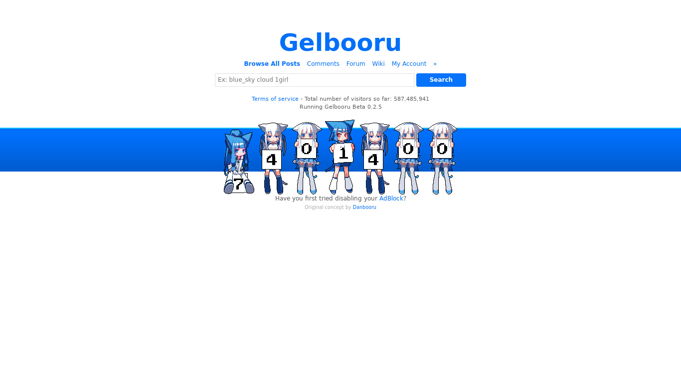 Gelbooru Landing page