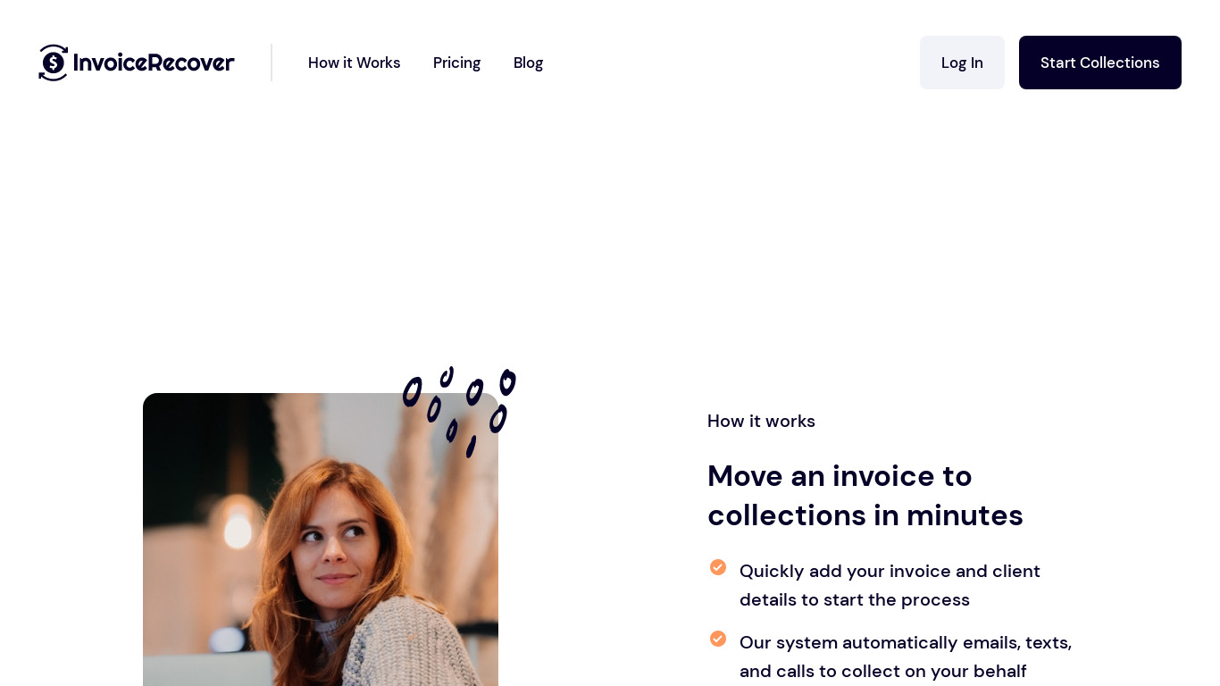 InvoiceRecover Landing page