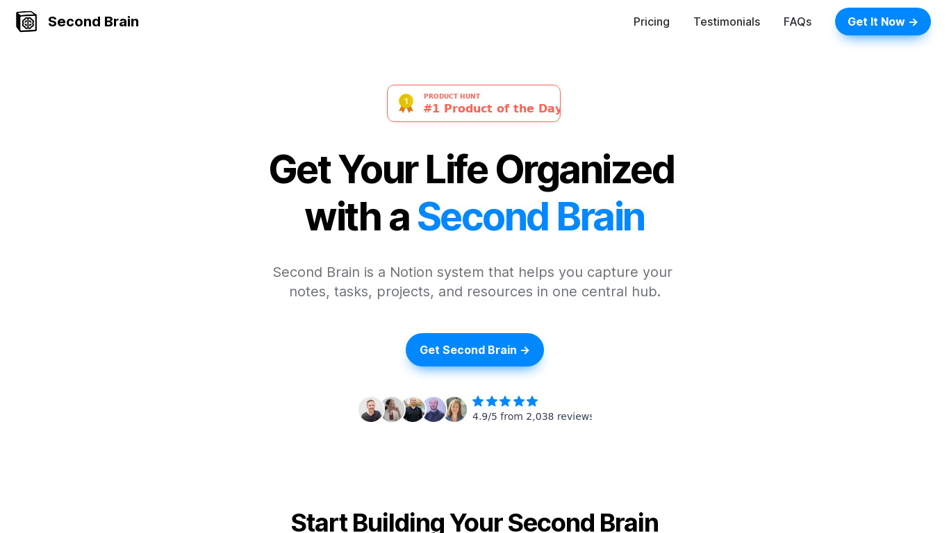 Second Brain Landing page
