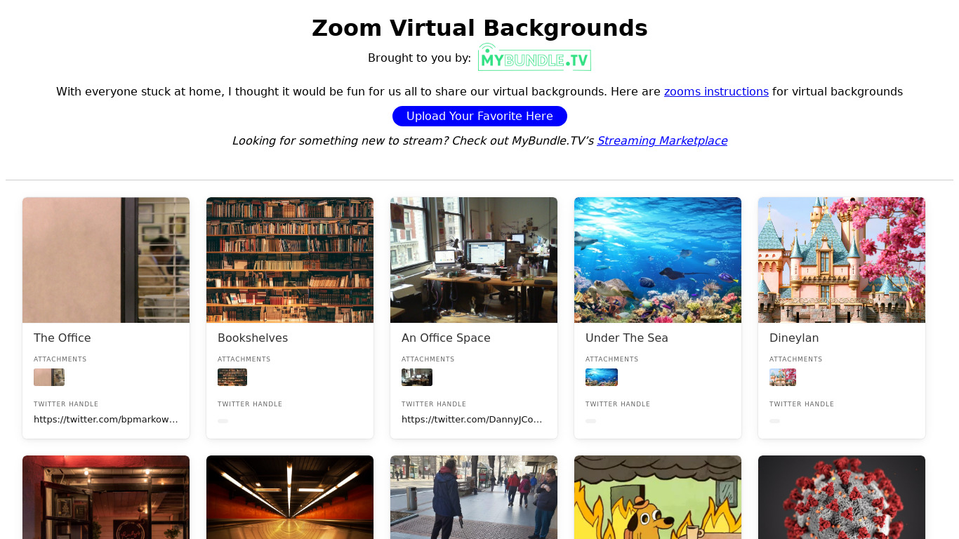 ZoomBackground.com Landing page