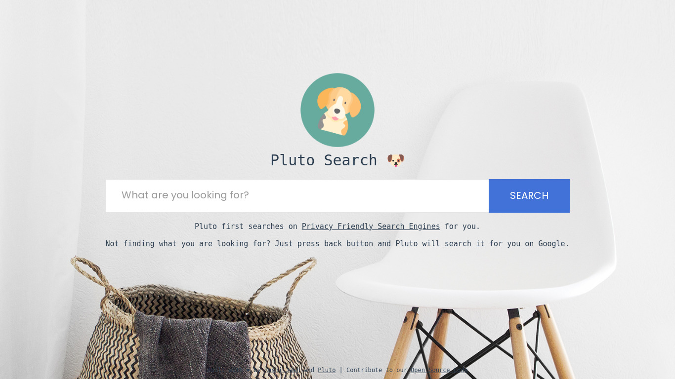 Pluto Search Landing page