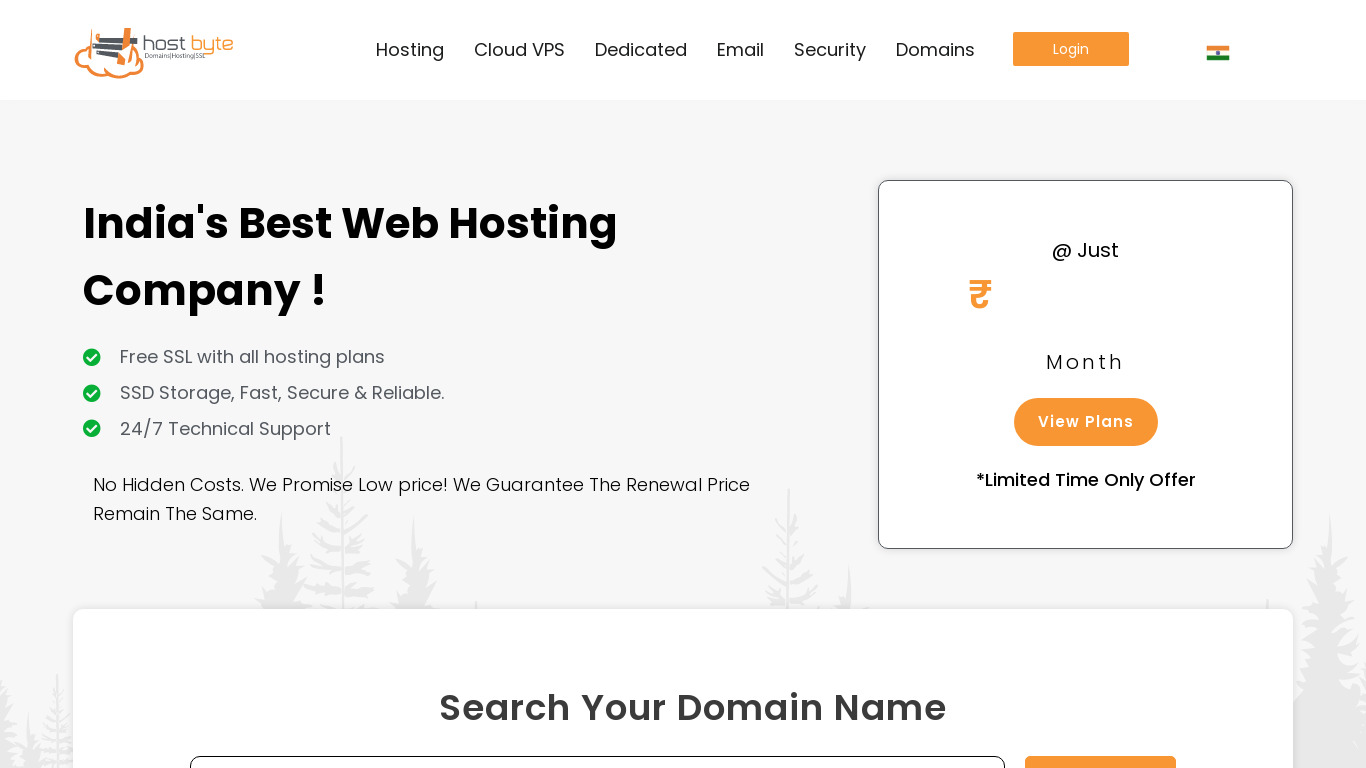 Hostbyte.in Landing page