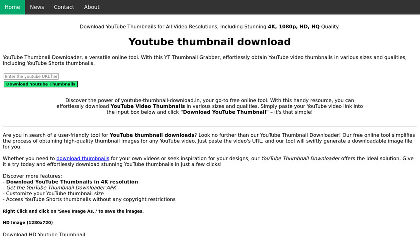 Youtube-thumbnail-download.in Landing Page