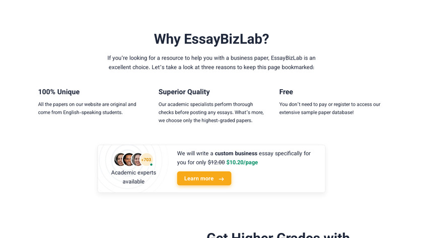 EssayBizLab Landing Page