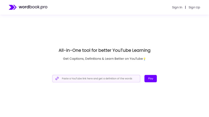 Wordbook: YouTube E-Learning Tool Landing Page