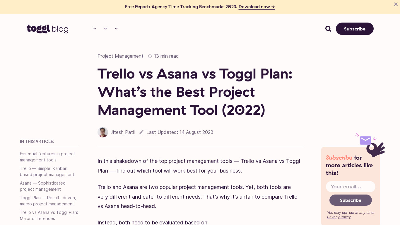 Toggl Plan Landing page
