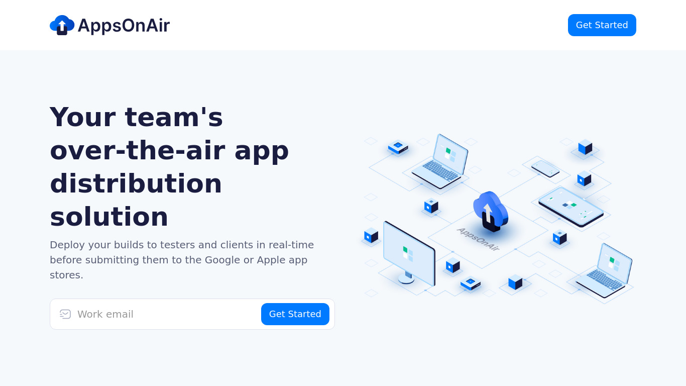 Apps on Air Landing page