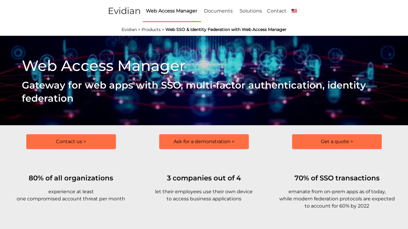 Evidian Web Access Manager Landing page