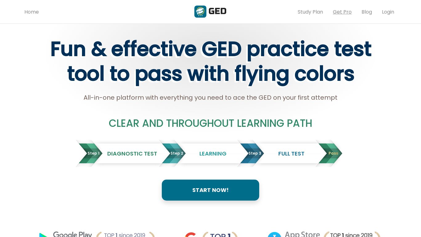 GED-TestPrep.com Landing page