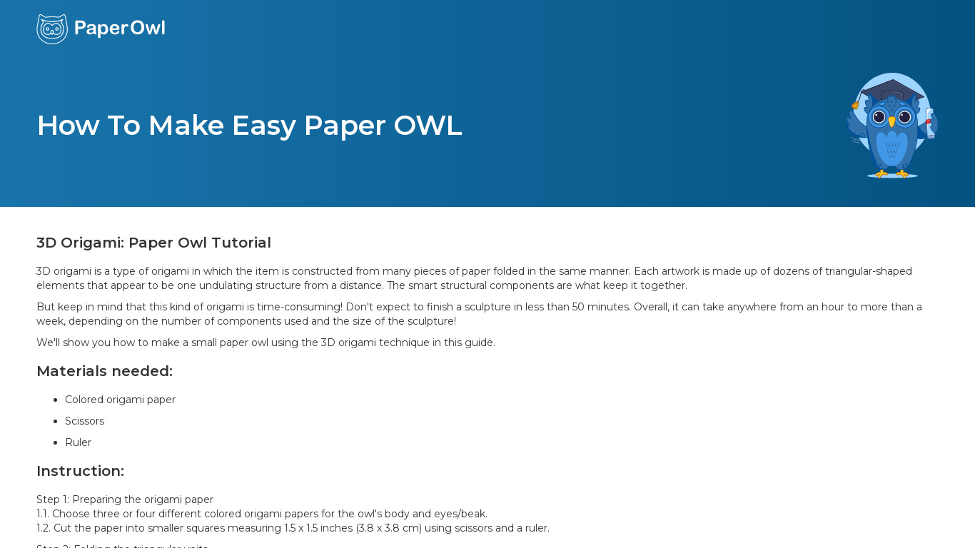 PaperOwl.org Landing page