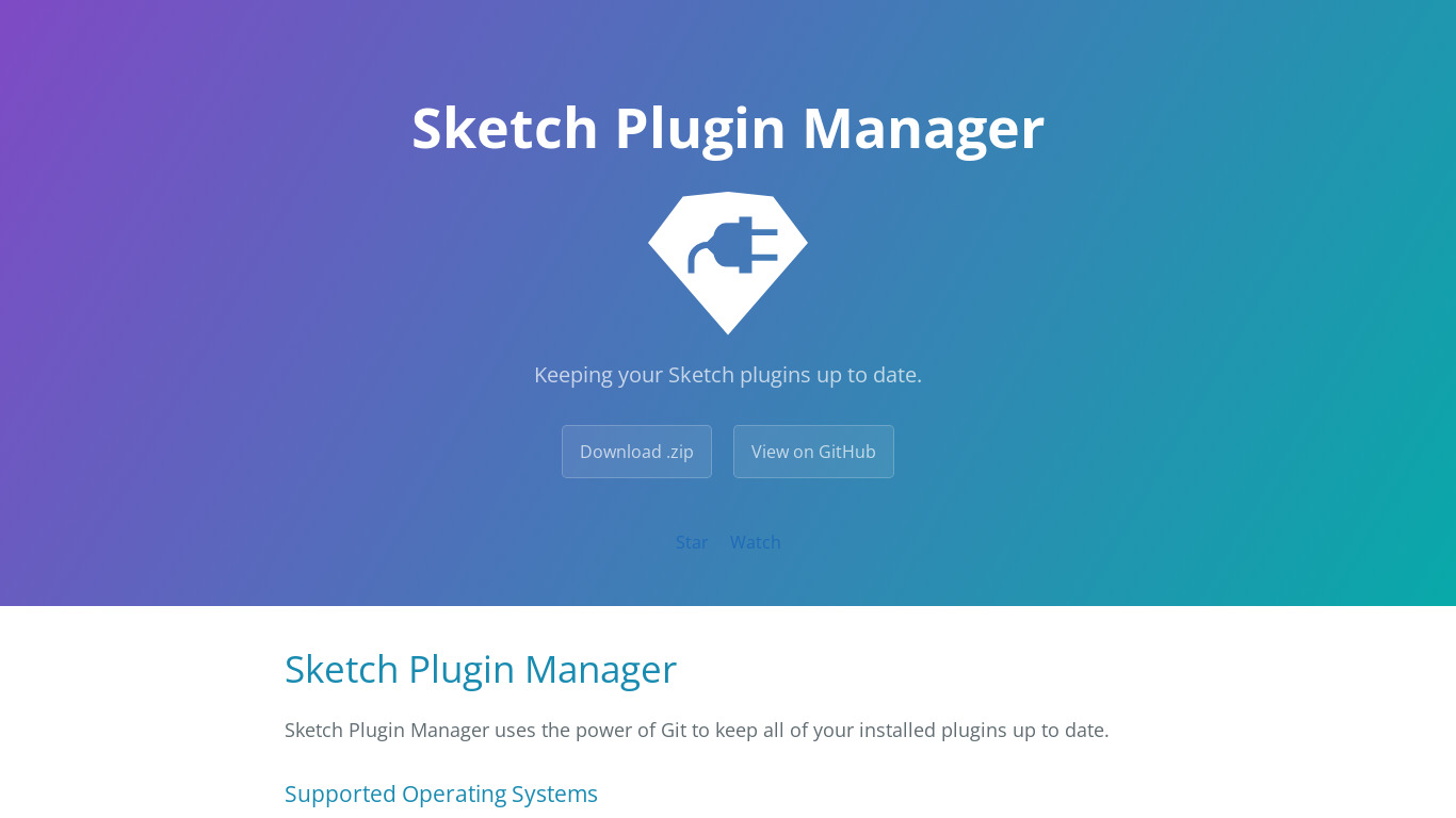 Sketch Plugin Manager Landing page
