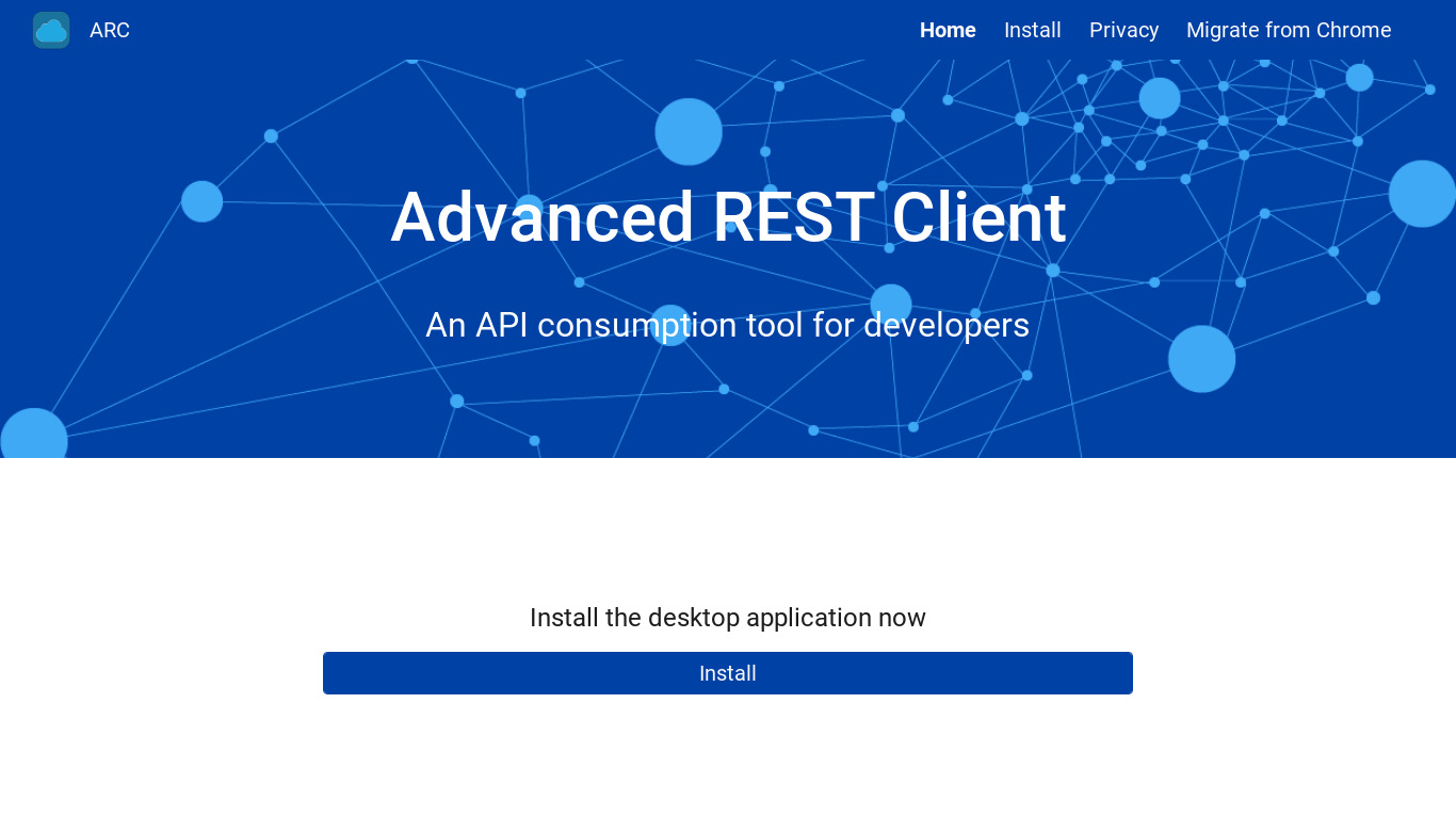 Advanced REST Client (ARC) Landing page