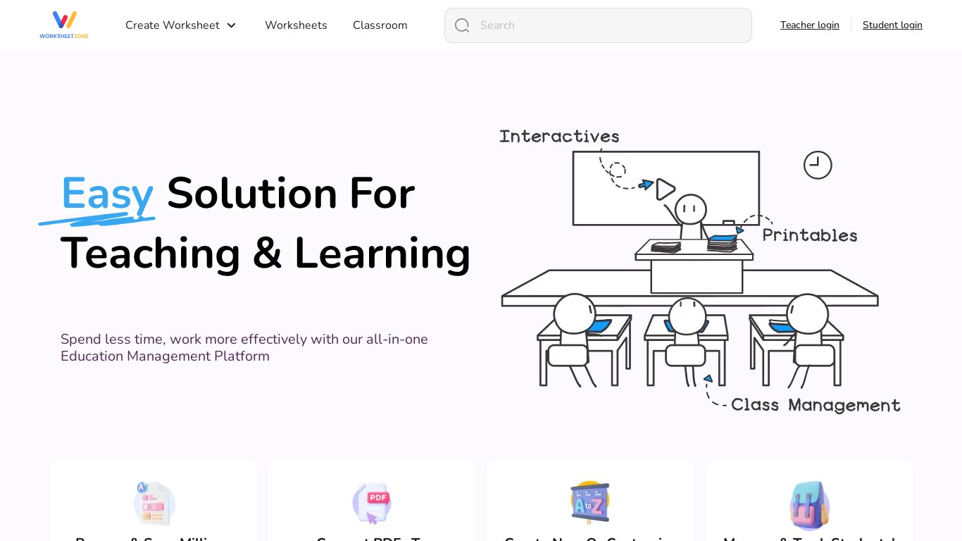 WorksheetZone.org Landing page
