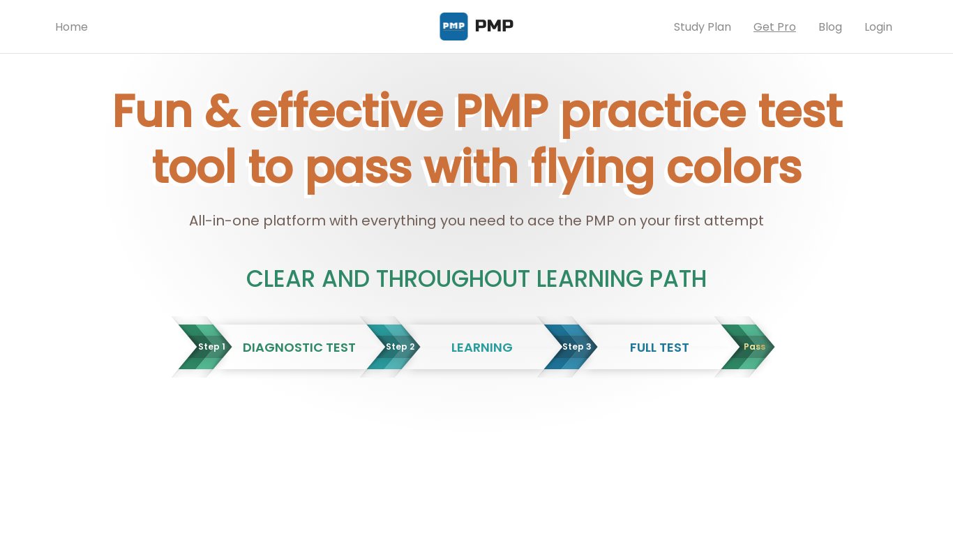 PMP TestPrep Landing page