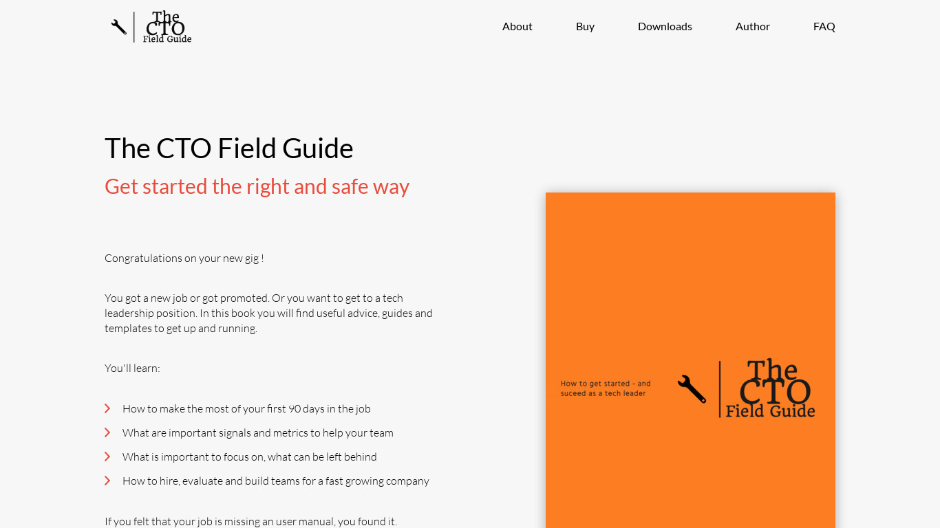 The CTO Field Guide Landing page