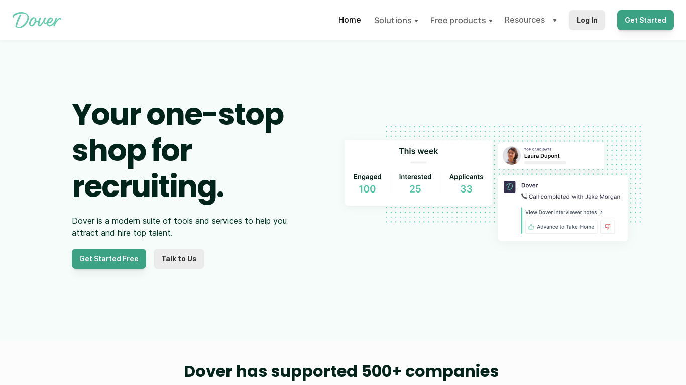 Dover Landing page