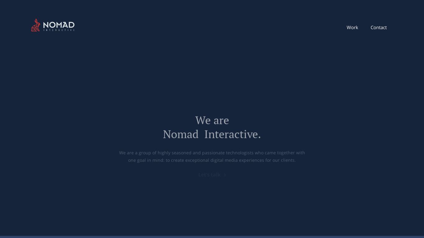 Nomad Interactive Landing page