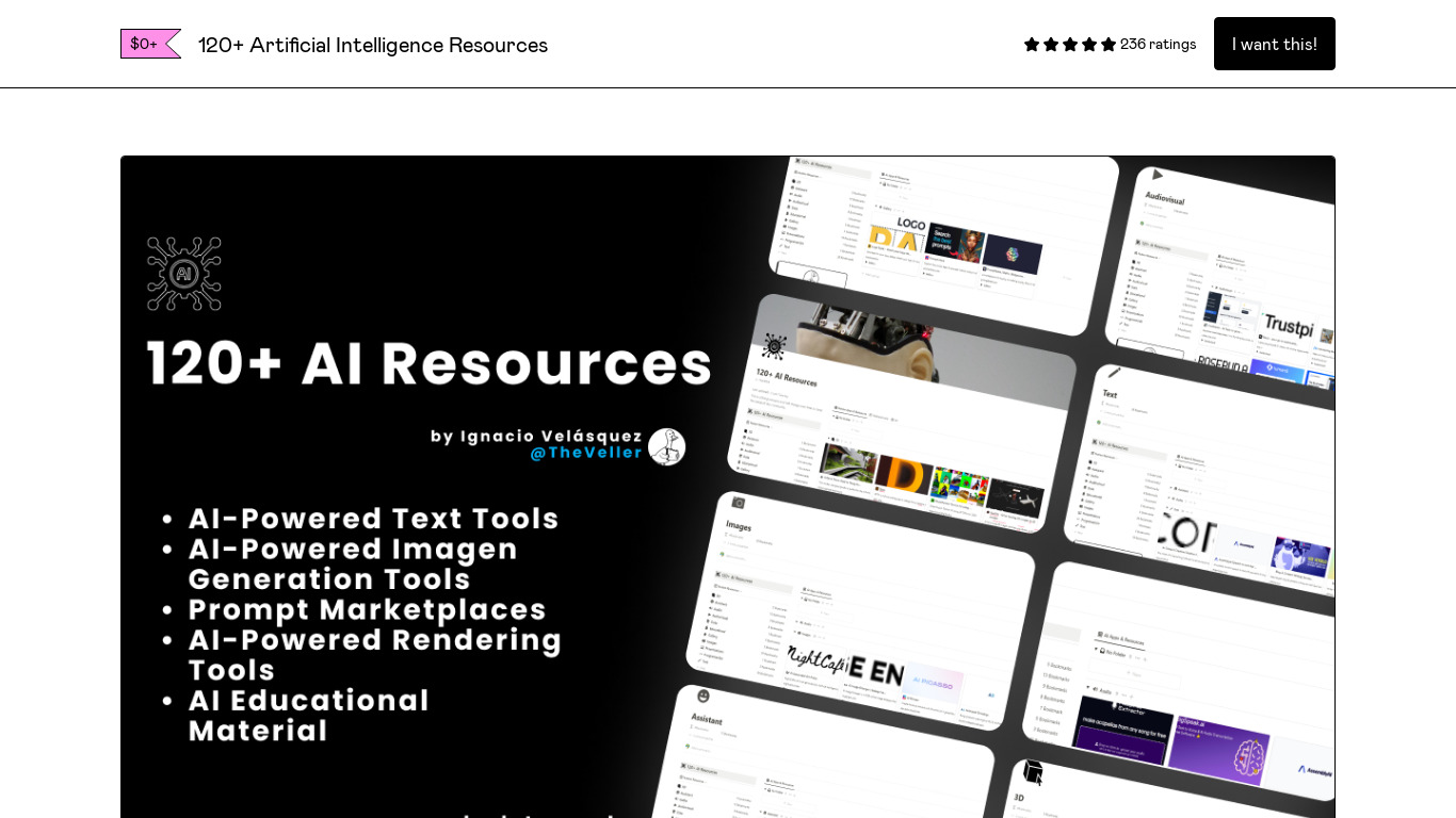120+ Artificial Intelligence Resources Landing page