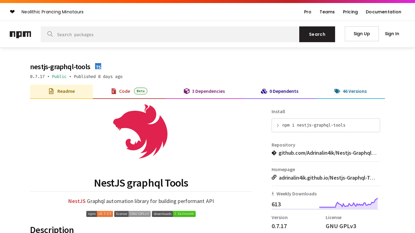 NestJS Graphql Tools Landing page