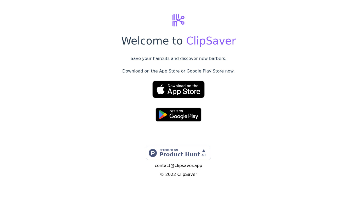 ClipSaver Landing page