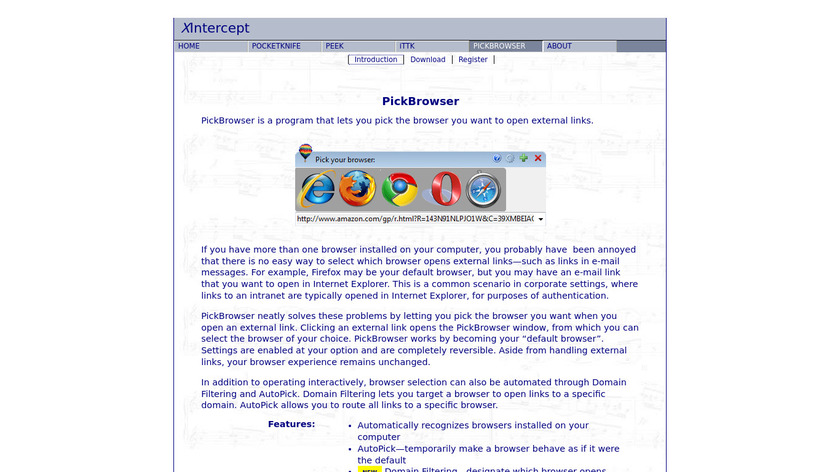 PickBrowser Landing Page