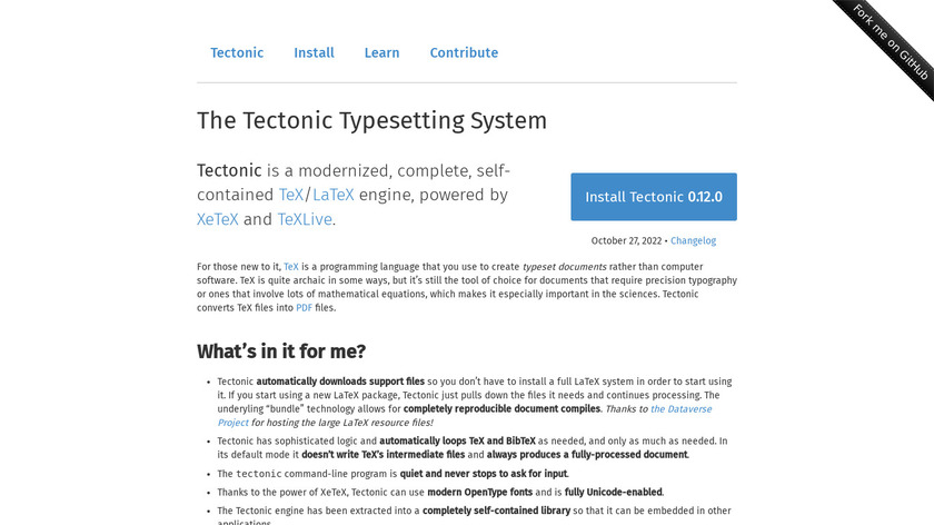 Tectonic typesetting Landing Page
