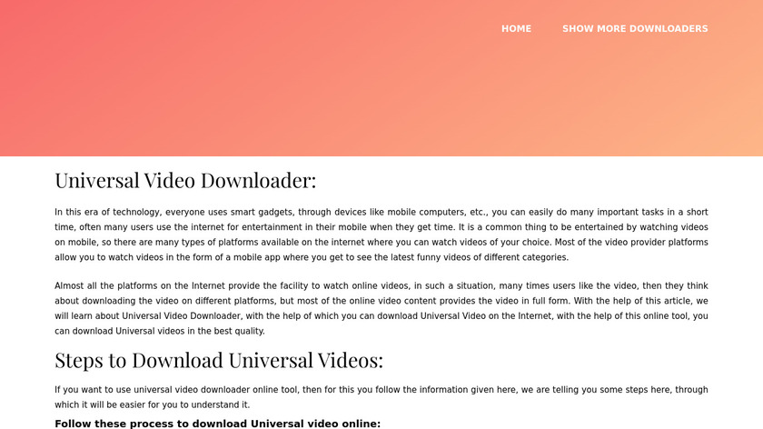 Universal Video Downloader Landing Page